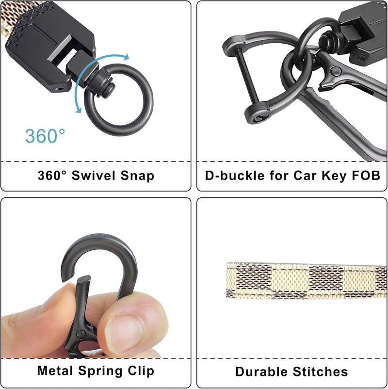 OHKYOOT Store Leather Car Keychain,Carabiner Clip Key Fob Keychain for Home Car Keys Women Men - Image 2